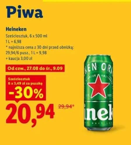 Piwo Heineken 6-pak 500 ml