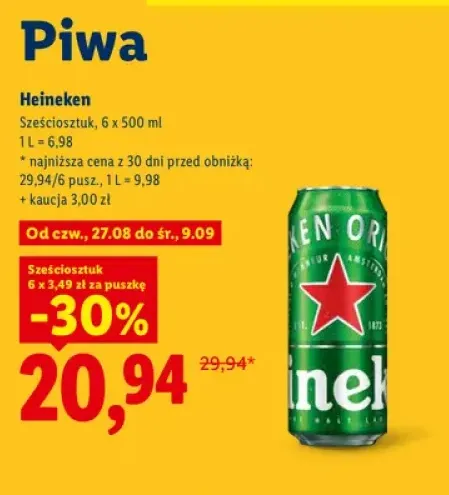 Piwo Heineken 6-pak 500 ml