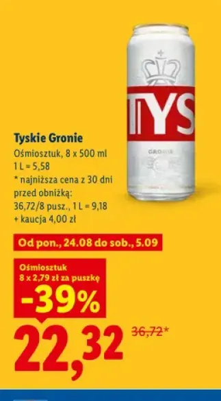 Piwo Tyskie Gronie 8-pak 500 ml