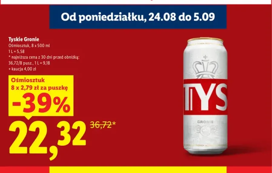 Piwo Tyskie Gronie 8-pak 500 ml