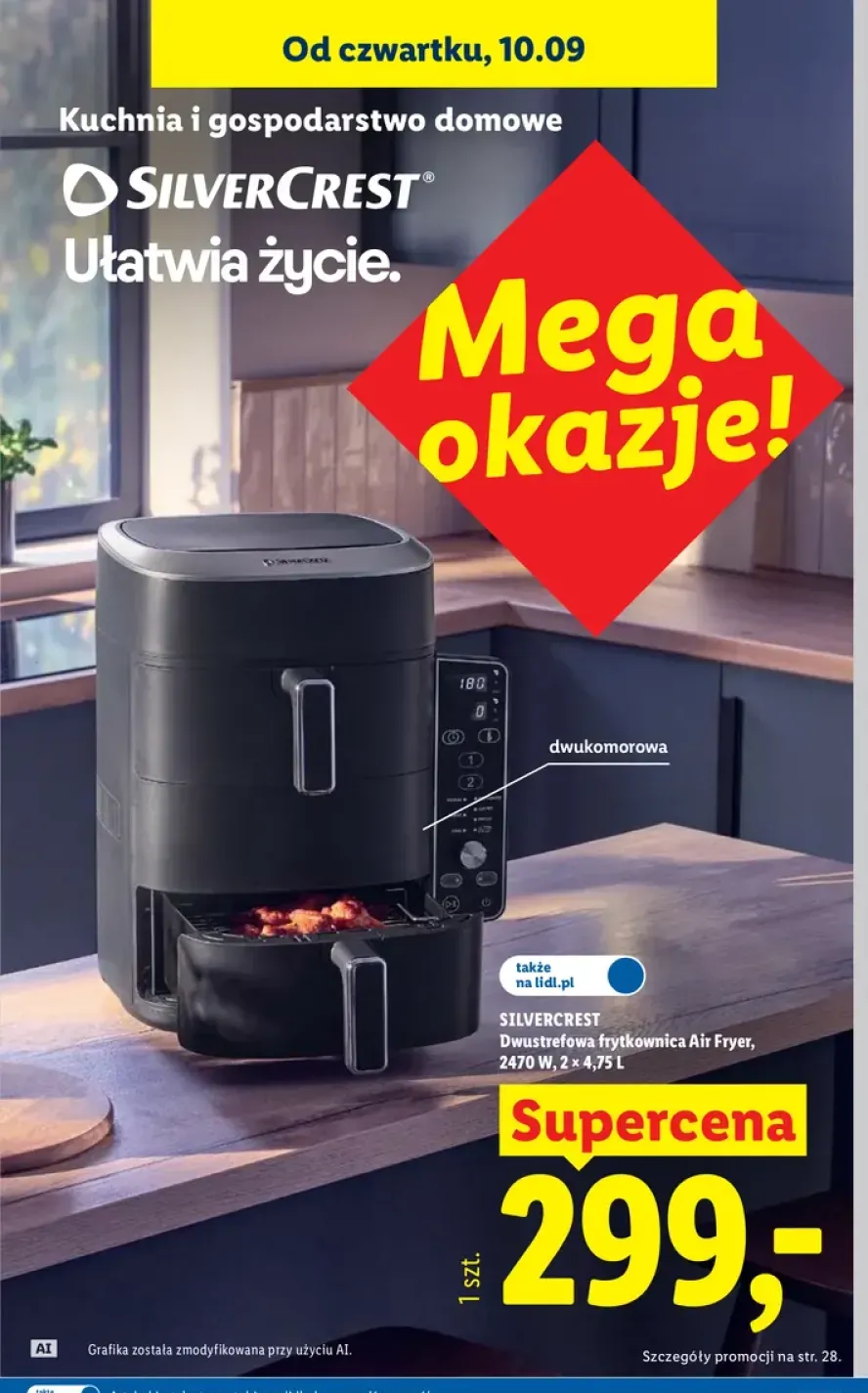 Dwustrefowa frytkownica Silvercrest 2470W 2x4,75 l
