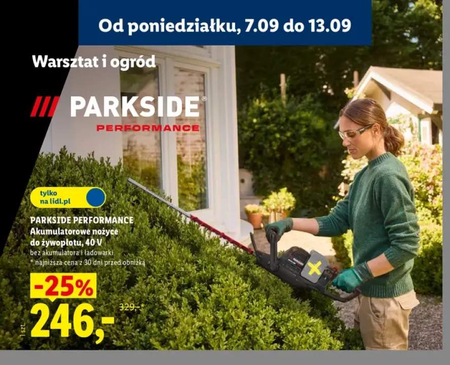 Akumulatorowe nożyce do żywopłotu Parkside Performance