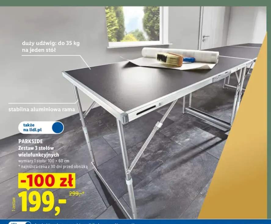 Zestaw 3 stołów wielofunkcyjnych Parkside