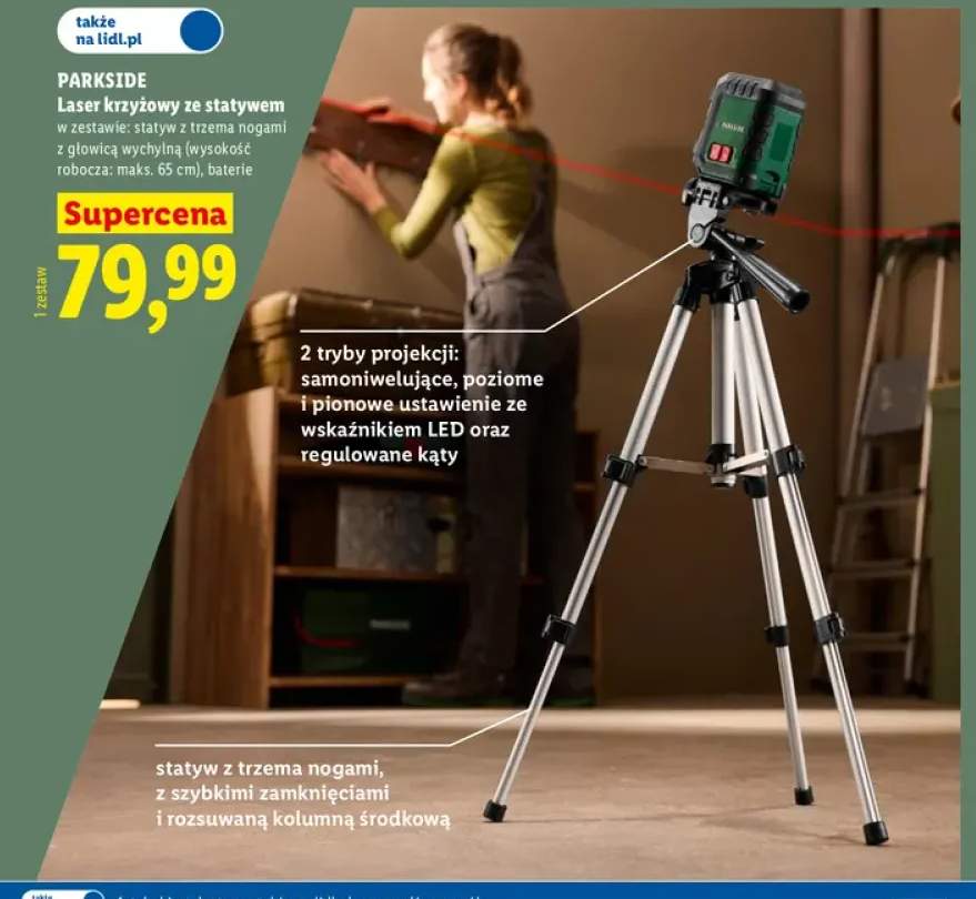 Laser krzyżowy ze statywem Parkside