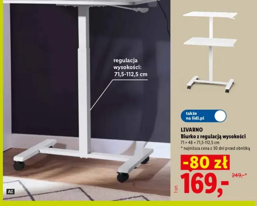 Biurko z regulacją wysokości Livarno