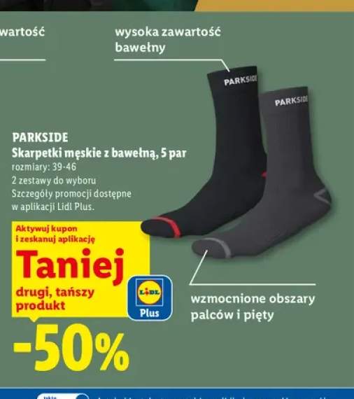 Skarpetki męskie z bawełną Parkside 5-pak