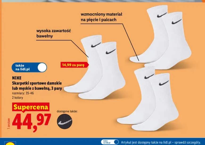 Skarpetki sportowe męskie z bawełną Nike 3-pak +1 wariant