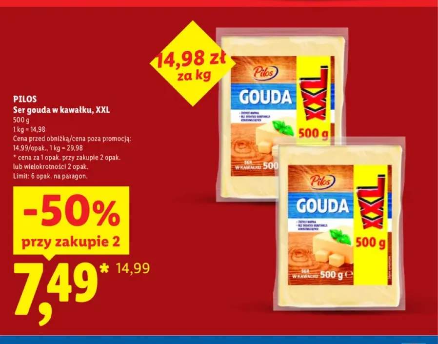 Ser gouda w kawałku XXL Pilos