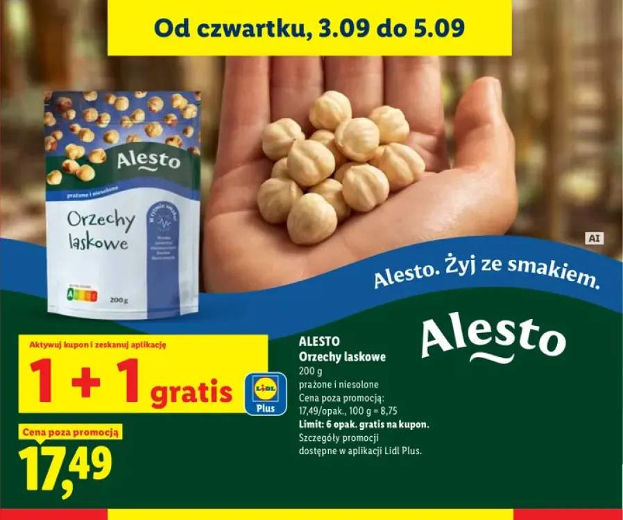 Orzechy laskowe prażone i niesolone Alesto
