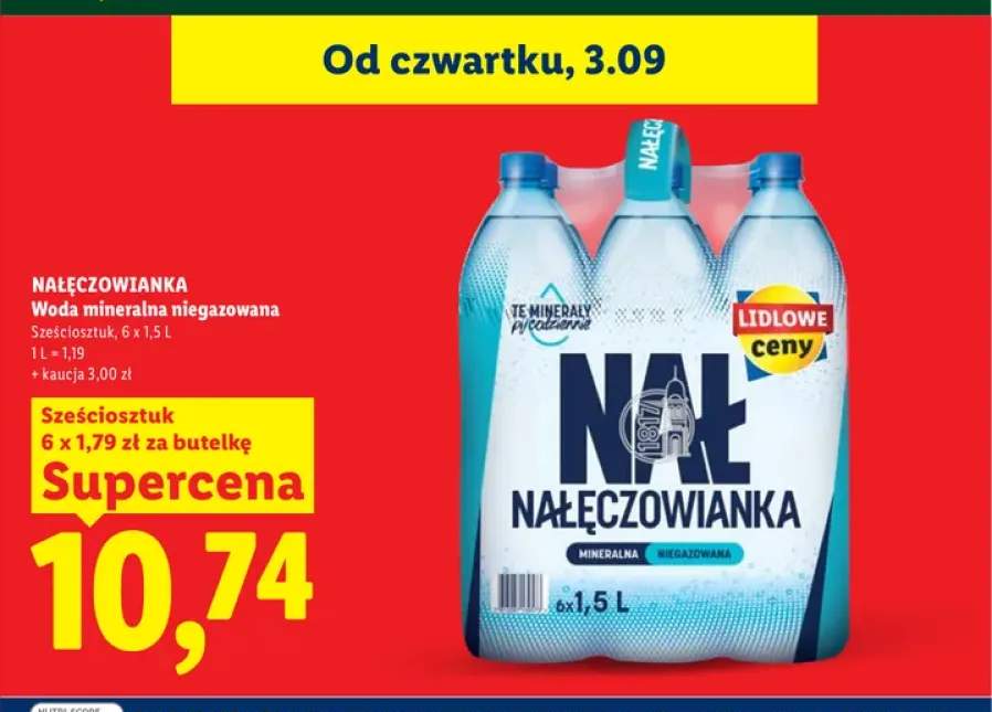 Woda mineralna niegazowana 6-pak Nałęczowianka