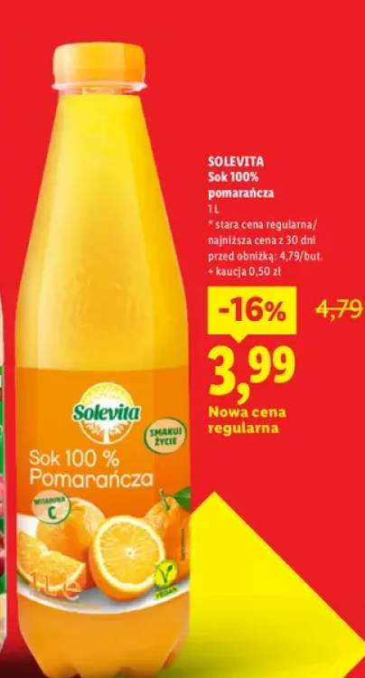 Sok pomarańcza Solevita 100%