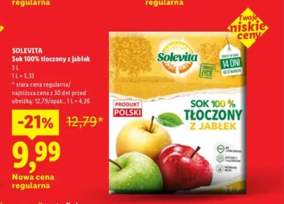 Sok tłoczony z jabłek Solevita 100%