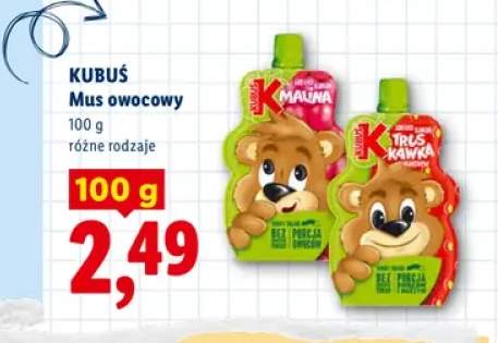 Mus owocowy jabłko banan malina Kubuś +1 wariant