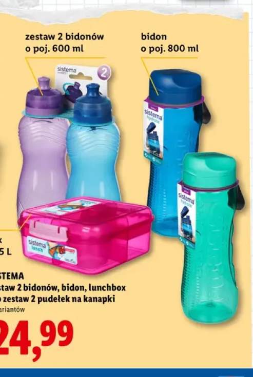 Zestaw 2 bidonów Sistema +3 warianty