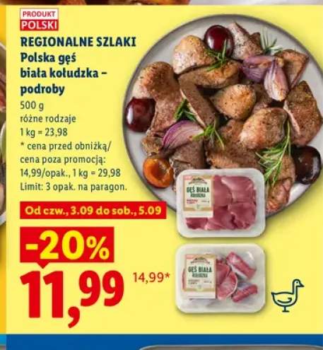 Polska gęś biała kołudzka - podroby Regionalne Szlaki