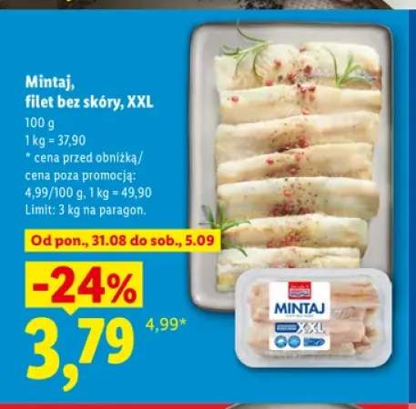 Mintaj filet bez skóry XXL