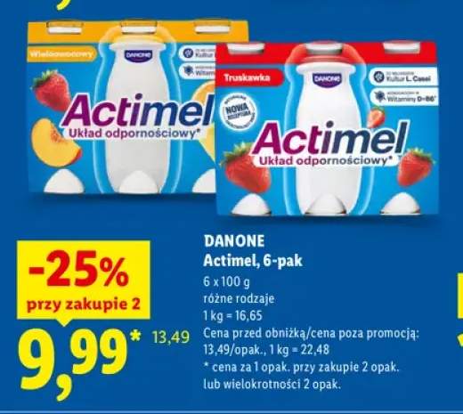 Actimel wieloowocowy 6-pak Danone +1 wariant