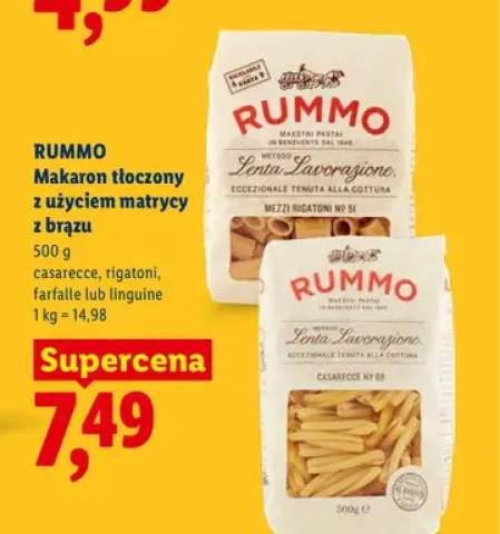 Makaron tłoczony z użyciem matrycy z brązu casarecce Rummo +3 warianty