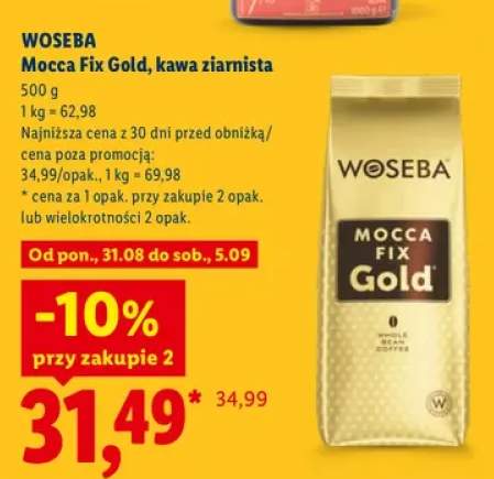 Kawa ziarnista Mocca Fix Gold Woseba