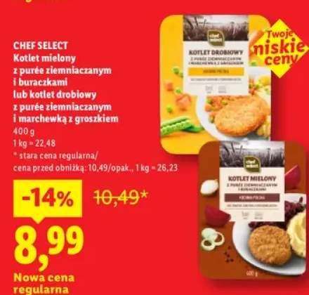Kotlet mielony z purée ziemniaczanym i buraczkami Chef Select +1 wariant