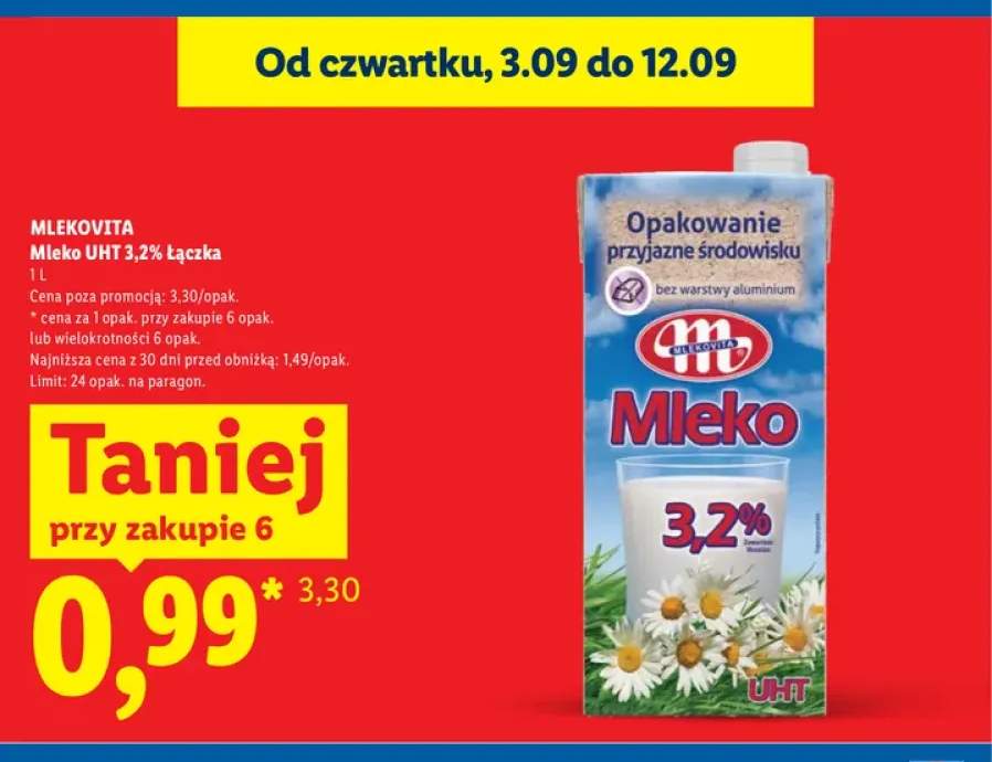 Mleko UHT Łączka Mlekovita 3,2%
