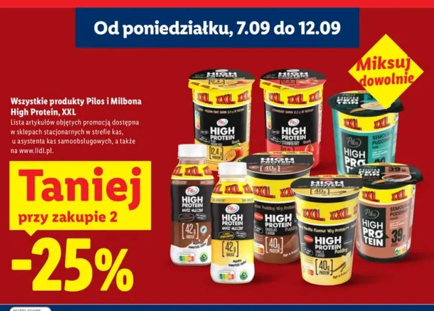 Produkty Pilos i Milbona High Protein XXL +8 wariantów
