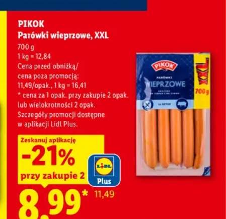 Parówki wieprzowe XXL Pikok
