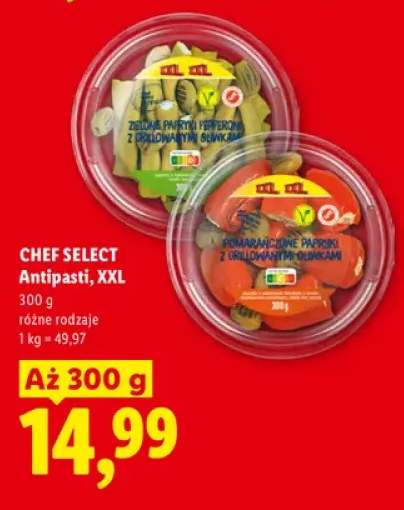 Antipasti zielone papryki pepperoni z grillowanymi oliwkami XXL Chef Select +1 wariant