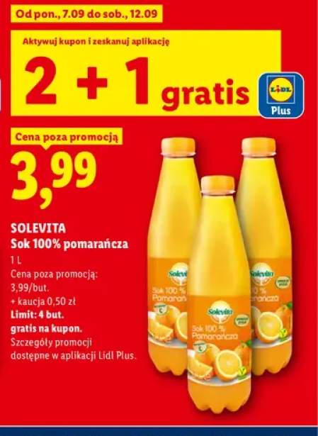 Sok pomarańcza Solevita 100%