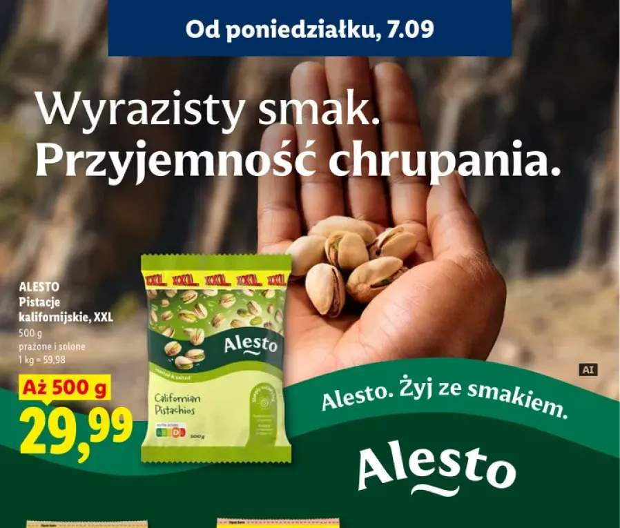Pistacje kalifornijskie XXL prażone i solone Alesto
