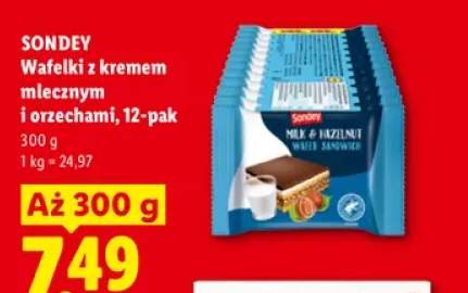 Wafelki z kremem mlecznym i orzechami 12-pak Sondey