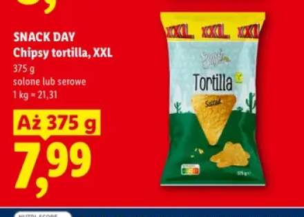 Chipsy tortilla XXL solone Snack Day +1 wariant