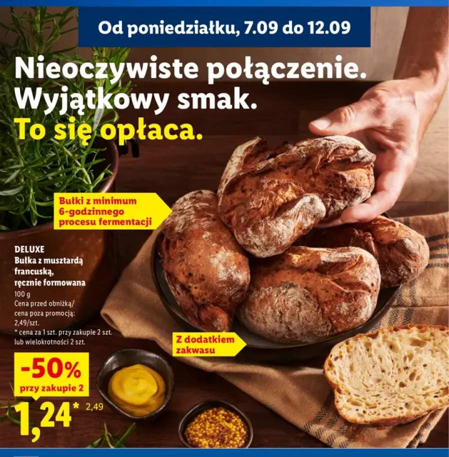 Bułka z musztardą francuską ręcznie formowana Deluxe