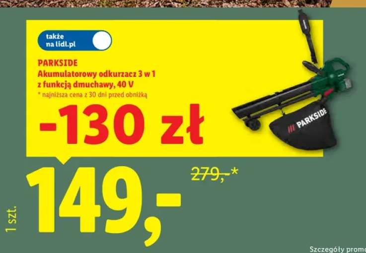 Akumulatorowy odkurzacz 3 w 1 z funkcją dmuchawy Parkside