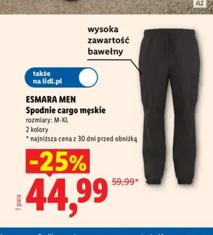 Spodnie cargo męskie