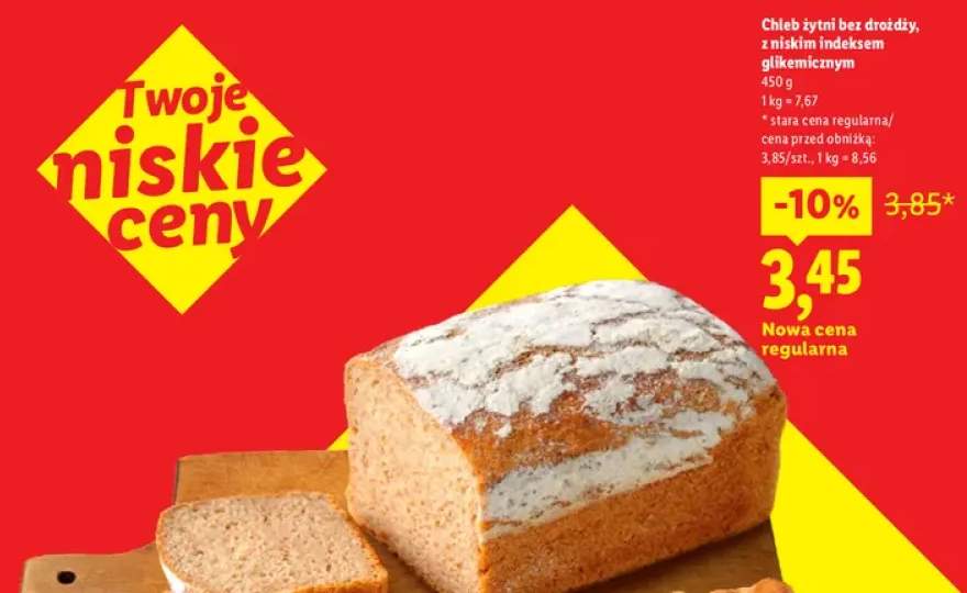 Chleb żytni bez drożdży z niskim indeksem glikemicznym