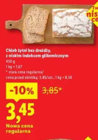 Chleb żytni bez drożdży z niskim indeksem glikemicznym