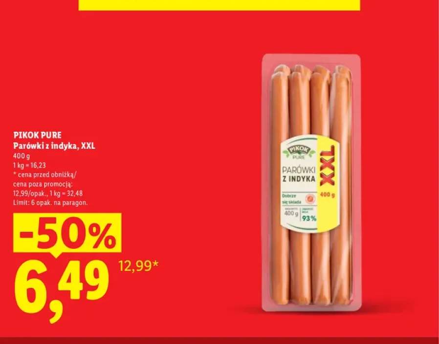 Parówki z indyka XXL Pikok Pure