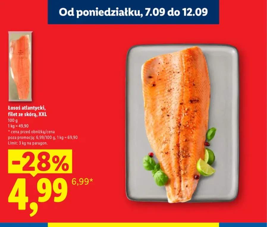Łosoś atlantycki filet ze skórą XXL