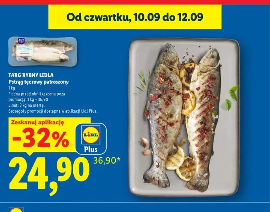 Pstrąg tęczowy patroszony Targ Rybny Lidla