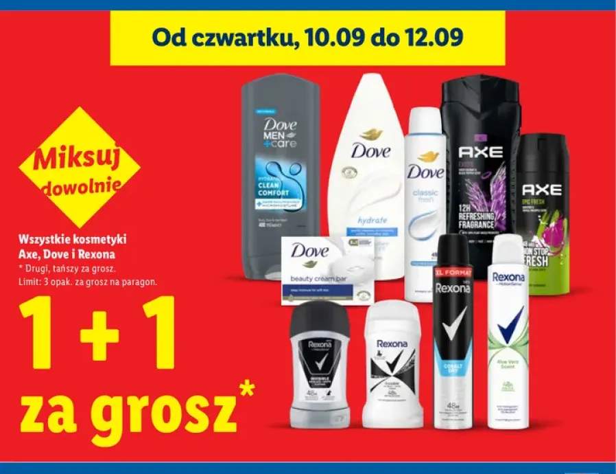 Kosmetyki Axe, Dove i Rexona +10 wariantów
