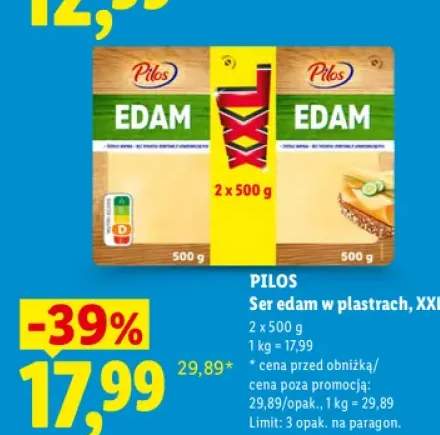 Ser edam w plastrach XXL 2-pak Pilos