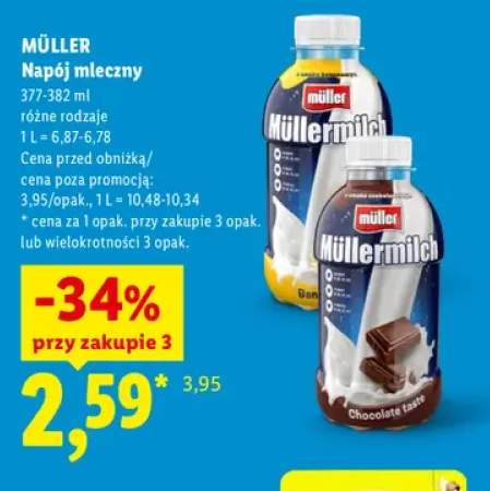 Napój mleczny Müllermilch o smaku bananowym Müller +1 wariant