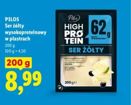 Ser żółty wysokoproteinowy w plastrach Pilos
