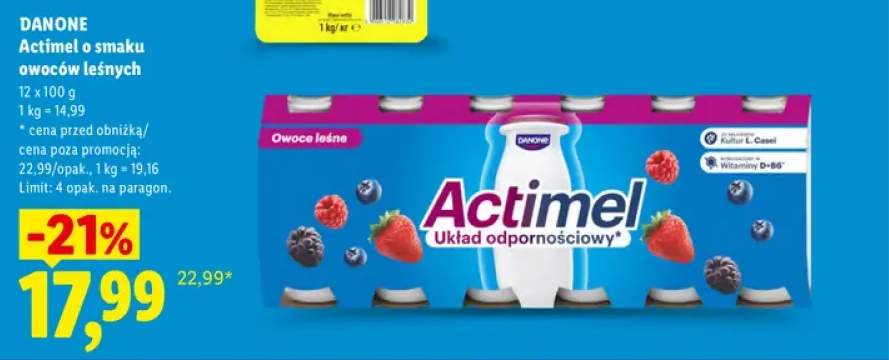 Actimel o smaku owoców leśnych Danone 12-pak