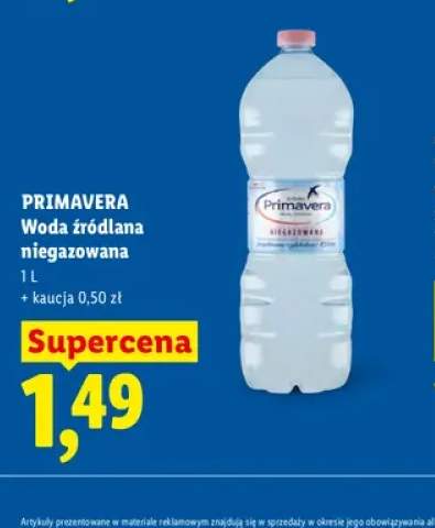 Woda źródlana niegazowana Primavera