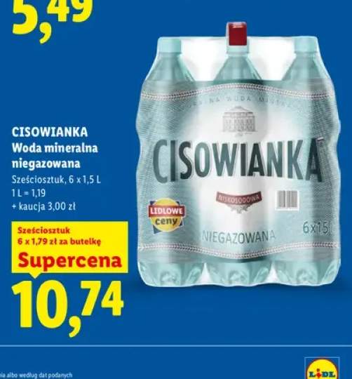 Woda mineralna niegazowana Cisowianka 6-pak 1,5 l