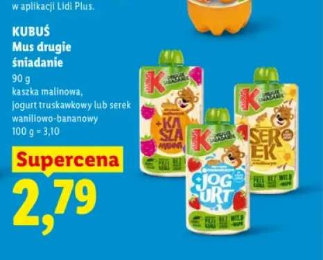 Mus drugie śniadanie jogurt truskawkowy Kubuś +2 warianty