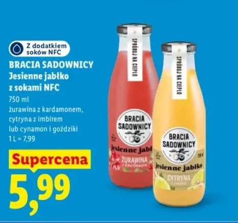 Jesienne jabłko z sokami NFC żurawina z kardamonem Bracia Sadownicy +2 warianty