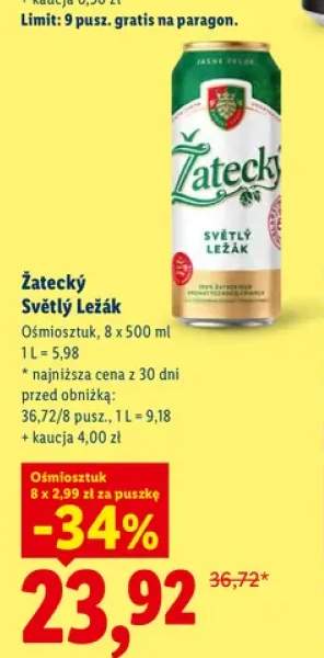 Piwo Žatecký Světlý Ležák 8-pak 500 ml